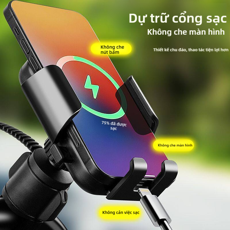 Giá đỡ điện thoại đa năng 360° SEAMETAL dành cho xe máy có thể điều chỉnh, chống sốc phù hợp với xe đạp điện
