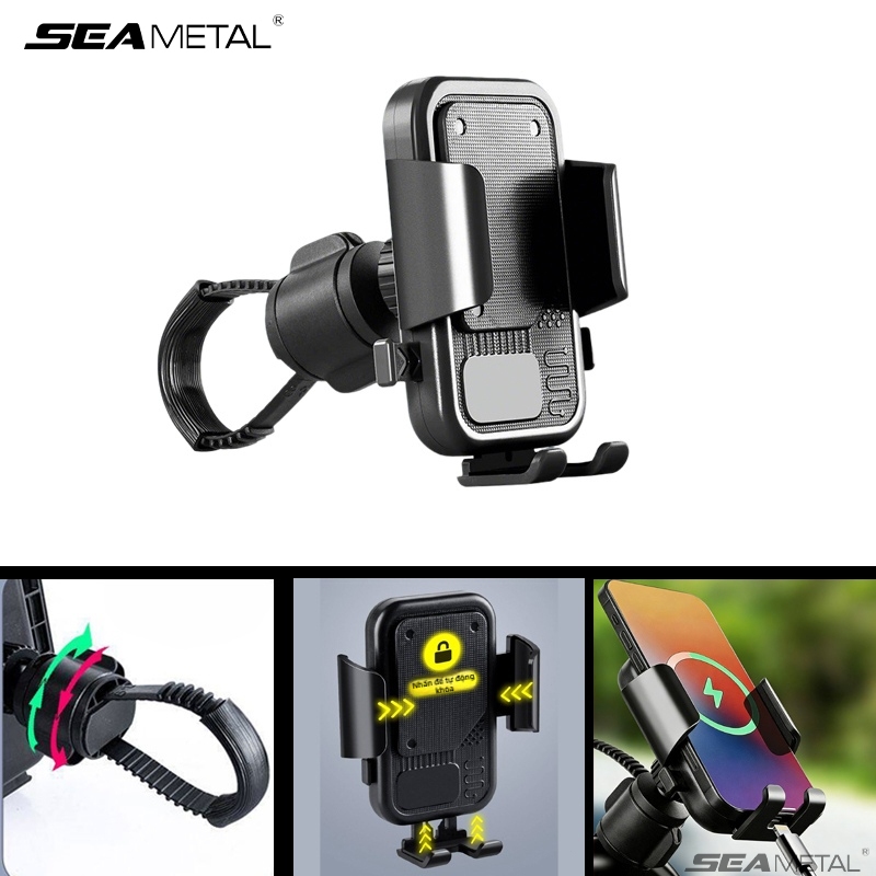 Giá đỡ điện thoại đa năng 360° SEAMETAL dành cho xe máy có thể điều chỉnh, chống sốc phù hợp với xe đạp điện