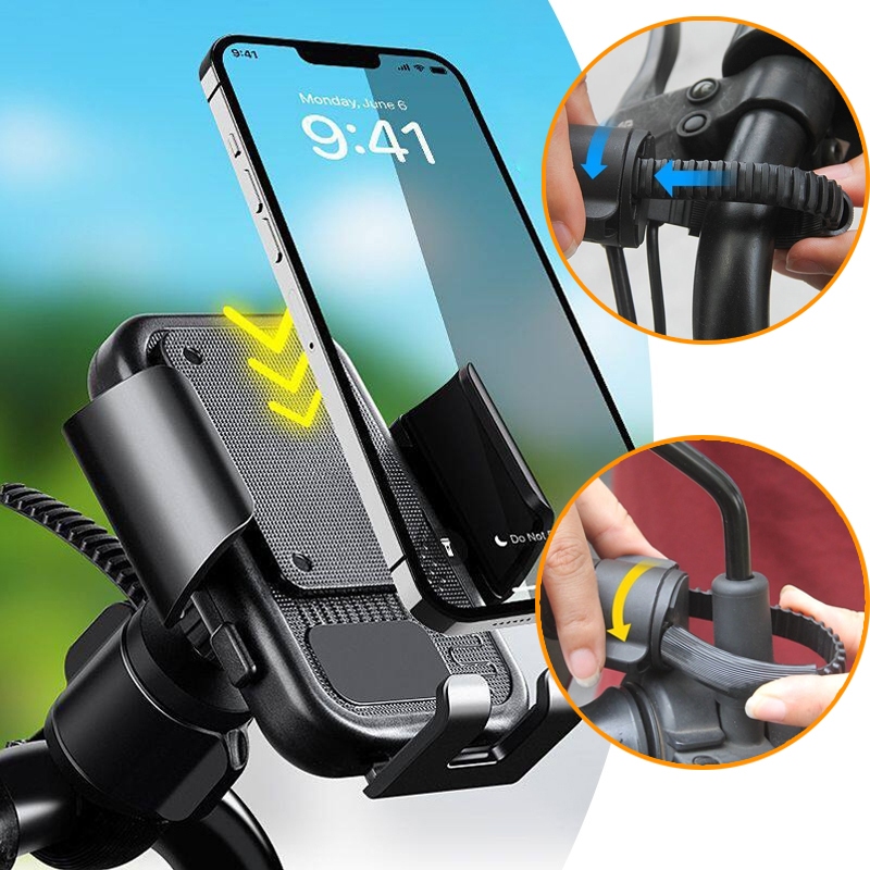 Giá đỡ điện thoại đa năng 360° SEAMETAL dành cho xe máy có thể điều chỉnh, chống sốc phù hợp với xe đạp điện