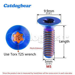 Titan Ti Bolt M5x10 15 20 25 30 35 40 45 50 55 60mm Torx Flat Countersunk Đầu Vít Cho Xe Đạp Xe Máy Ô Tô