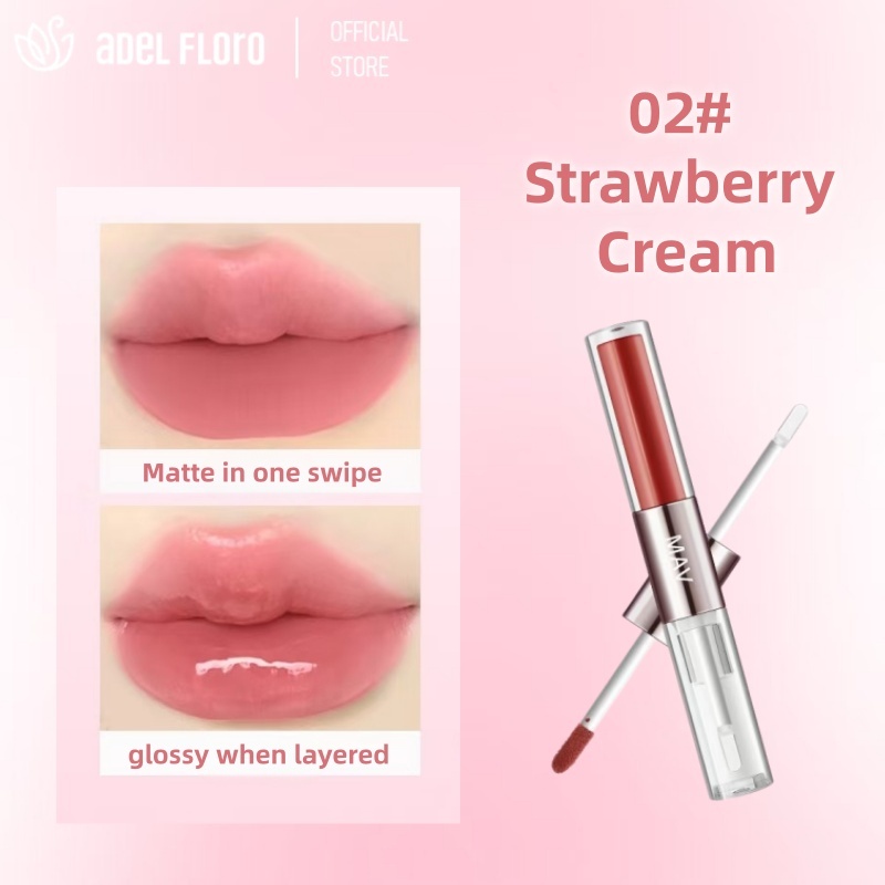 【Adel Floro】2in1 Lì Mượt Và Bóng Mọng | Một đầu lì, một đầu bóng, Không trôi, Dưỡng môi từ thực vật