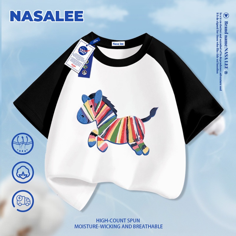 NASA Thương Hiệu Nổi Tiếng Trẻ Em Quần Short Trắng Mùa Hè 2026 Không Khí Thường Ngày Bé Trai Bé Gái Đáy Pony In Tất Cả Trận Đấu