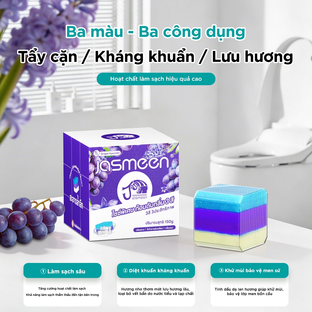 Viên Sạch Bồn Cầu JASMENN - Khử Mùi Diệt Khuẩn - Sạch Khuẩn - Tẩy Mảng Bám - Viên Thả Bồn Cầu