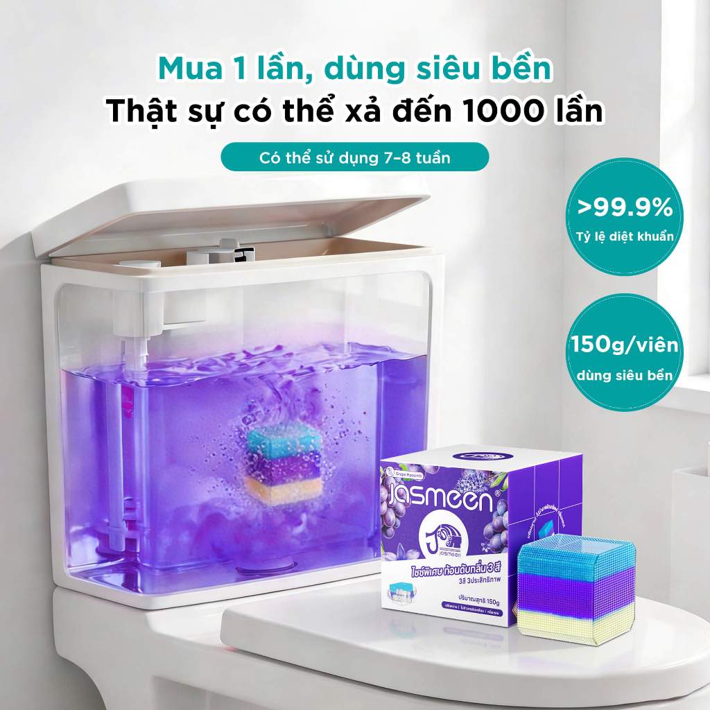 Viên Sạch Bồn Cầu JASMENN - Khử Mùi Diệt Khuẩn - Sạch Khuẩn - Tẩy Mảng Bám - Viên Thả Bồn Cầu