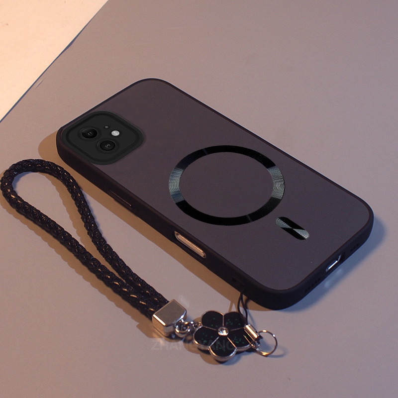 Ốp Lưng Cho iPhone 12 iPhone 12 Pro iPhone 12 Pro Max Cao Cấp Tối Giản Hai Màu Vỏ Điện Thoại Kim Loại Thẩm Mỹ Vòng Từ Tính Miễn Phí Tinh Tế Treo Dây