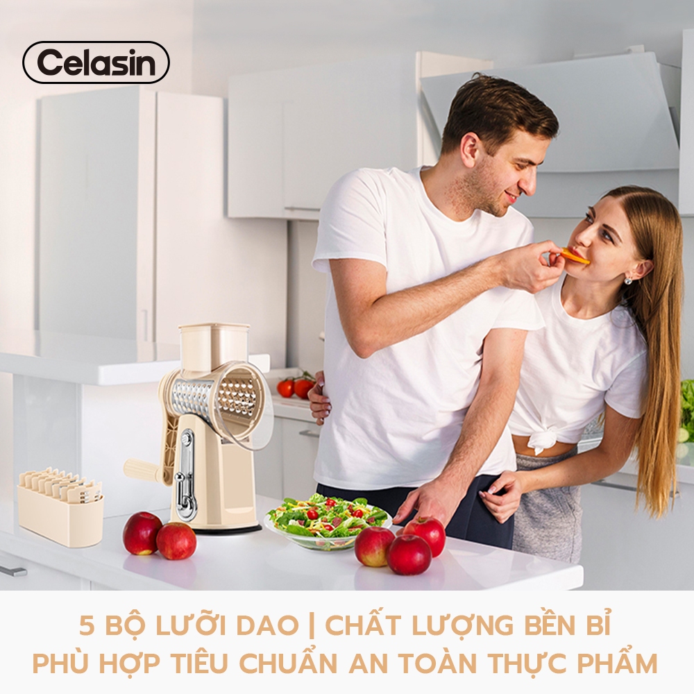 Máy Cắt Thái Rau Củ Đa Năng 5 Lưỡi Chống Trượt Dụng Cụ Nhà Bếp Tiện Lợi, Nhựa PP An Toàn, Dễ Vệ Sinh