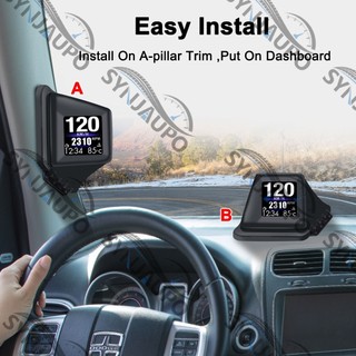 A401 / P10 Universal Car Head Up HUD Display với OBD + GPS Chế độ kép Cảnh báo quá tốc độ Đồng hồ tốc độ kính chắn gió