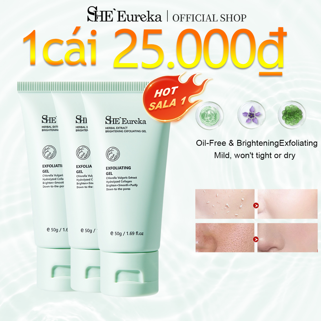 SHE Eureka Facial Scrub 50g - Giảm Lỗ Chân Lông Bị Tắc, Giảm Lỗ Chân Lông, Thích Hợp Cho Mọi Loại Da
