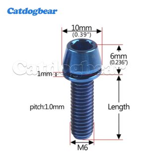 Catdogbear Titanium Ti M6 x 16 18 20 25mm Allen Hex Đầu côn Bu lông có vít máy giặt cho thân xe đạp
