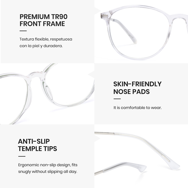 Cyxus Kính chống ánh sáng xanh Cyxus Khung tròn TR90, Unisex 8357