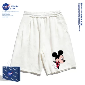 Quần short thông thường màu trắng dành cho trẻ em NASA Mùa hè 2026 Hoạt hình dễ thương In hình chuột Bé trai Bé gái Đáy thoáng khí