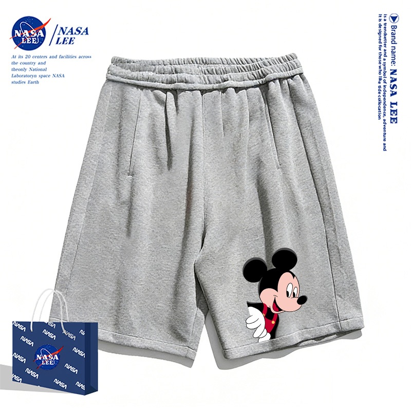 Quần short thông thường màu trắng dành cho trẻ em NASA Mùa hè 2026 Hoạt hình dễ thương In hình chuột Bé trai Bé gái Đáy thoáng khí