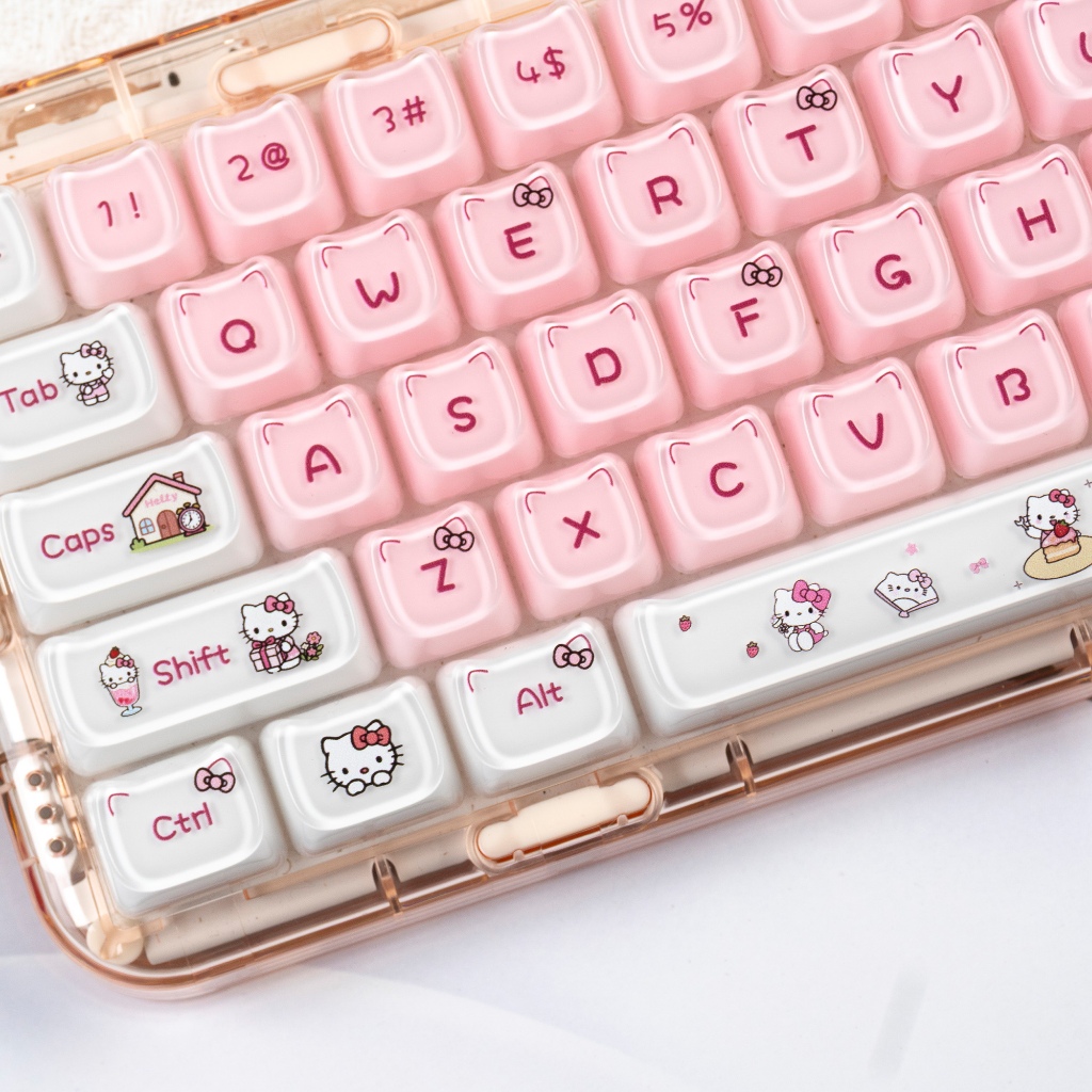Hello Kitty keycaps MAO hồ sơ màu trắng hồng hình mèo con Jelly Crystal ...