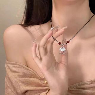 ZMONH Phong Cách Trung Hoa Thời Trang Retro Dây Vòng Cổ Hoa Mặt Trăng Khóa An Toàn Mặt Dây Chuyền Vòng Cổ Nữ Vintage Trang Sức