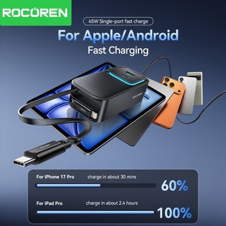 Bộ sạc xe hơi Rocoren 135W 6 trong 1 USB C PD Sạc nhanh Bộ sạc điện thoại ô tô có thể thu vào Cale