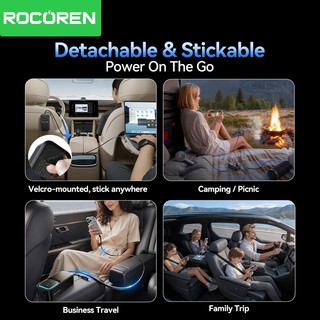 Bộ sạc xe hơi Rocoren 135W 6 trong 1 USB C PD Sạc nhanh Bộ sạc điện thoại ô tô có thể thu vào Cale