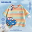Áo thun Cotton nguyên chất màu xanh đậm cho trẻ em NASA Áo thun thoáng khí không khí họa tiết ô tô 3-16 tuổi dáng rộng Áo sơ mi ngắn tay thông thường
