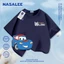Áo thun Cotton nguyên chất màu xanh đậm cho trẻ em NASA Áo thun thoáng khí không khí họa tiết ô tô 3-16 tuổi dáng rộng Áo sơ mi ngắn tay thông thường