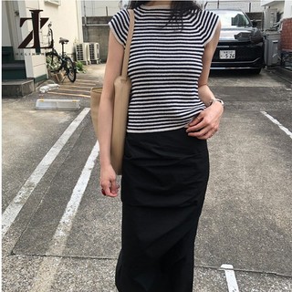 ZHELIHANGFEI Áo sơ mi polo dệt kim ngắn tay sọc dày đơn giản