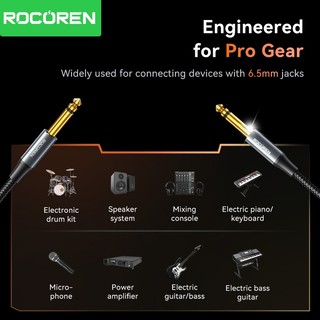 Cáp Rocoren Aux 6,5mm đến 6,5mm Cáp âm thanh đàn Guitar Cáp 6,35mm cho loa khuếch đại trộn âm thanh nổi