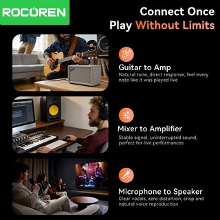 Cáp Rocoren Aux 6,5mm đến 6,5mm Cáp âm thanh đàn Guitar Cáp 6,35mm cho loa khuếch đại trộn âm thanh nổi