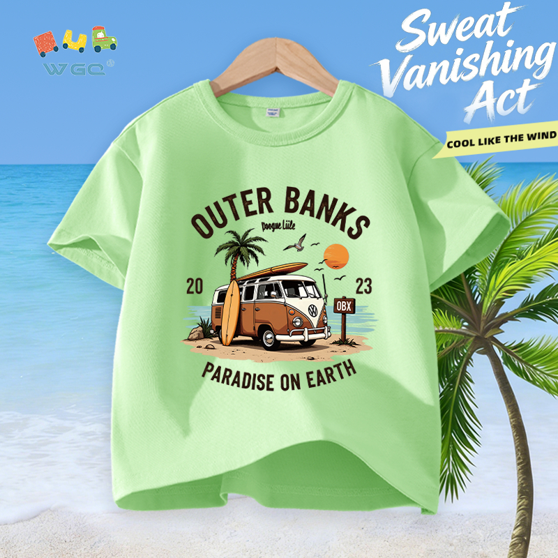W.G.Q Áo thun bé trai，vải Cotton nguyên chất có in，mềm mại thoải mái，thấm mồ hôi thoáng khí，phong cách nóng bỏng mùa hè