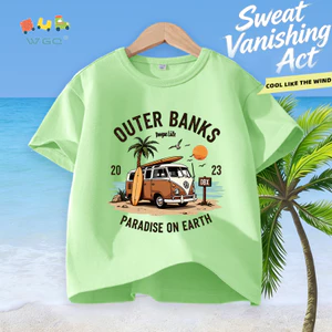 W.G.Q Áo thun bé trai，vải Cotton nguyên chất có in，mềm mại thoải mái，thấm mồ hôi thoáng khí，phong cách nóng bỏng mùa hè