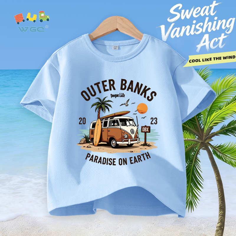 W.G.Q Áo thun bé trai，vải Cotton nguyên chất có in，mềm mại thoải mái，thấm mồ hôi thoáng khí，phong cách nóng bỏng mùa hè