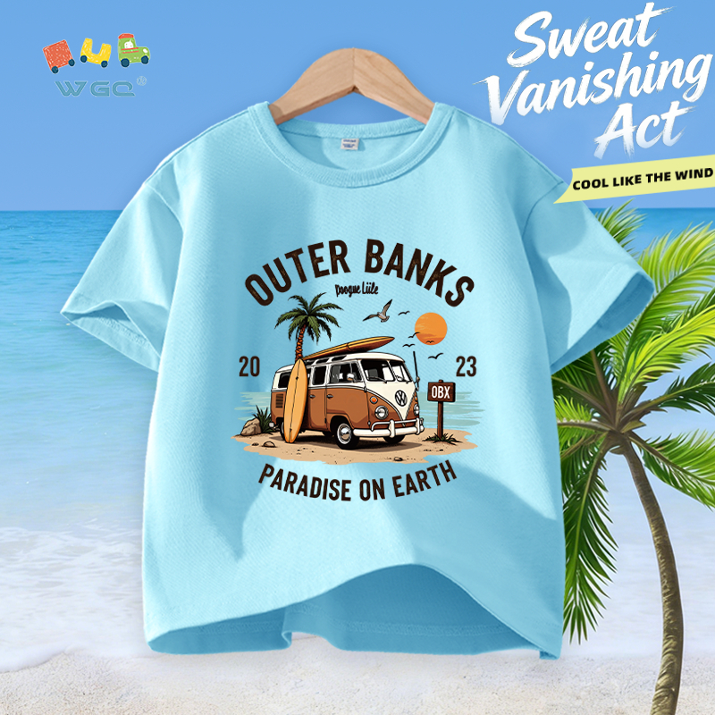 W.G.Q Áo thun bé trai，vải Cotton nguyên chất có in，mềm mại thoải mái，thấm mồ hôi thoáng khí，phong cách nóng bỏng mùa hè