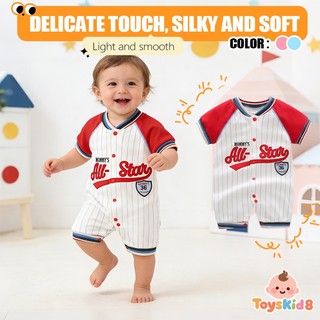 Áo liền quần ngắn Cotton mềm mại cho bé phong cách bóng chày Tất cả các ngôi sao Quần áo trẻ mới biết đi 66 / 73 / 80 / 90