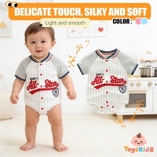 Áo liền quần ngắn Cotton mềm mại cho bé màu xám phong cách bóng chày Tất cả các ngôi sao Quần áo trẻ mới biết đi 66 / 73 / 80 / 90