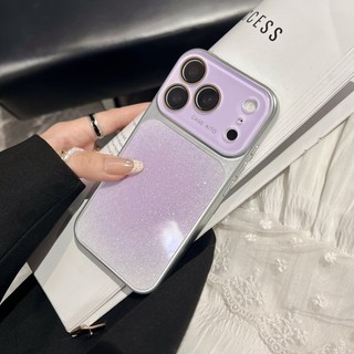 Ốp điện thoại cửa sổ lớn lấp lánh Halo phù hợp cho iPhone 13 14 15 16 17 Pro Max Vỏ silicon bảo vệ toàn diện