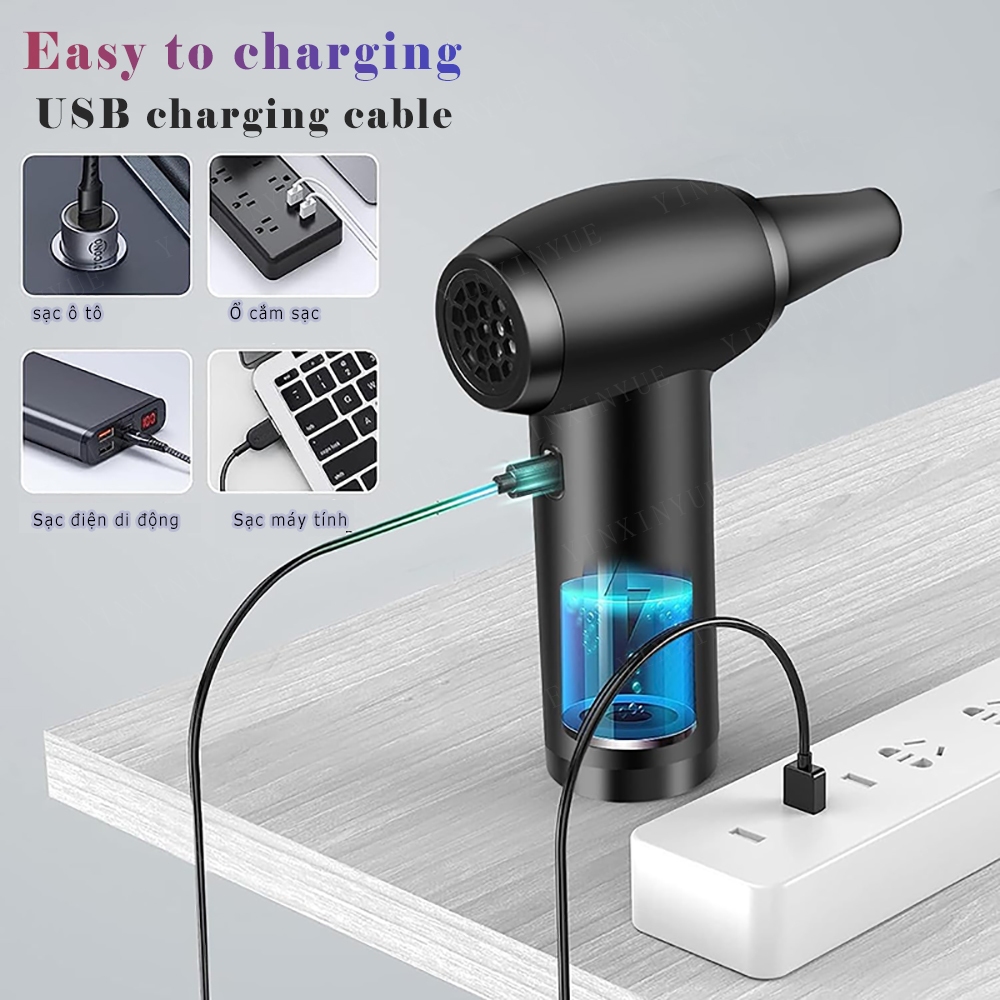 Máy hút bụi khí nén 130000RPM 3 Spee Máy thổi khí Bàn phím làm sạch có đèn LED để khử bụi Máy tính làm sạch
