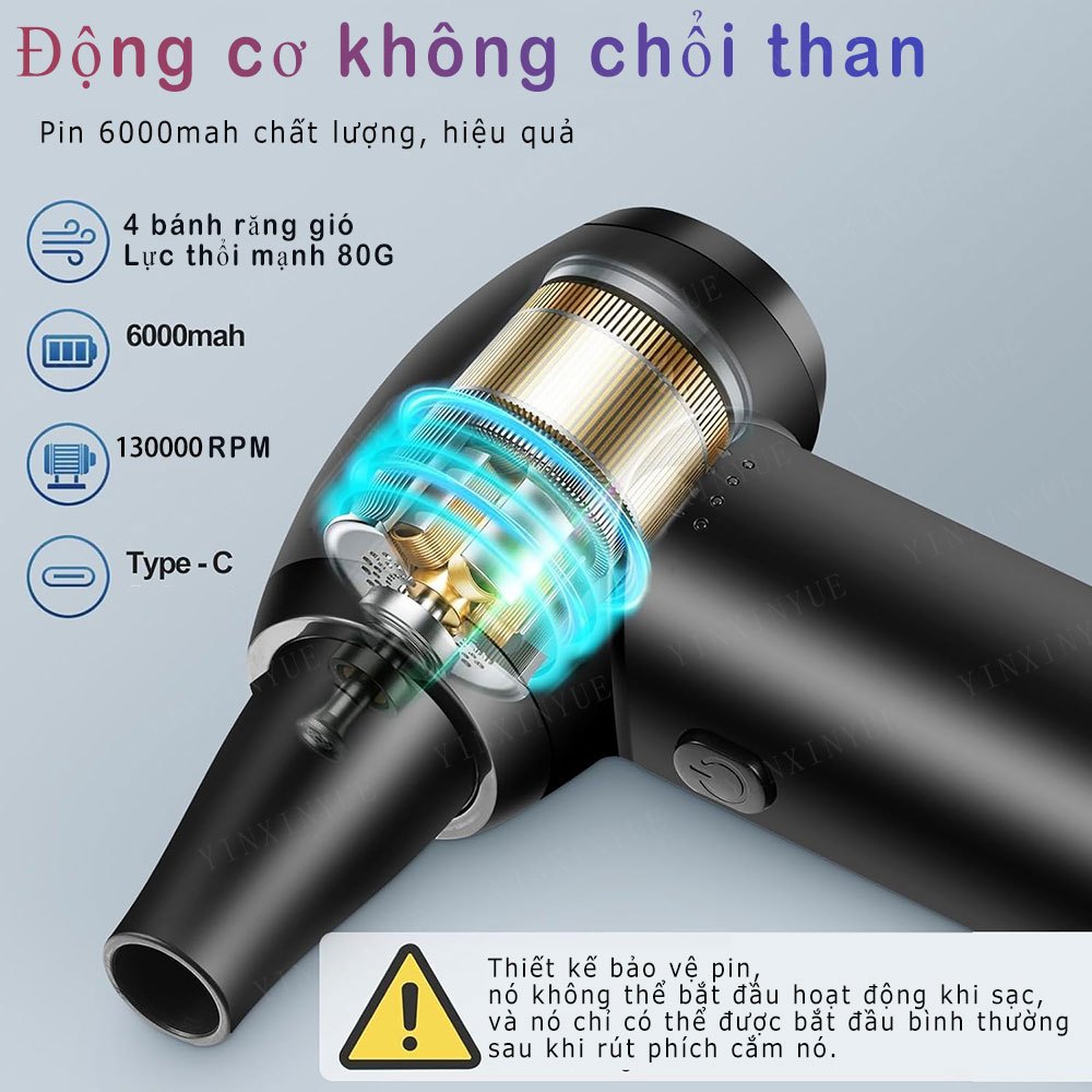 Mới 130000Máy thổi khí RPM Máy thổi khí Mini Turbo không dây Máy thổi bụi điện cho máy tính