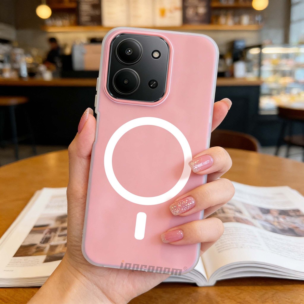 Ốp điện thoại silicon chống sốc từ tính màu kẹo cho Redmi 13 13C 13R 14C A4 A3 Pro 15 15 15C POCO M6 C85 C75 M7 C65 Plus 4G 5G — thiết kế hai lớp hợp thời trang có sẵn
