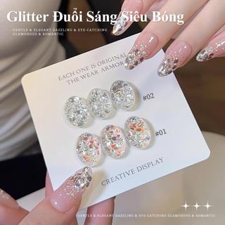 Bột Lấp Lánh 'Đèn Lung Linh Kim Cương', Viral, Lấp Lánh Nghệ Thuật Làm Móng Cường Độ Cao, Thích Hợp Cho Móng Tay Gel, Dễ Dàng Sử Dụng, Đồ Dùng Trang Trí Móng Tay