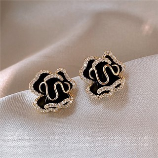 Phong Cách Phương Tây Bông Tai Chữ Nữ Phong Cách Mới Hợp Thời Trang Thiết Kế Niche Cảm Thấy Màu Đen Cao Cấp Ánh Sáng Sang Trọng Tính Khí Bạc Cần