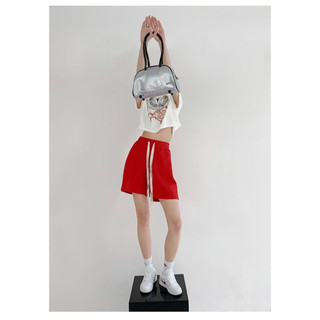 Quần short thể thao nữ cotton mỏng dây rút co giãn eo cao suống ống suông 5 phân phong cách cá tính đường phố Y2K mùa hè