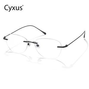 Cyxus Kính chặn ánh sáng xanh khung hình bầu dục Chất liệu titan phong cách Hàn Quốc nữ T8361