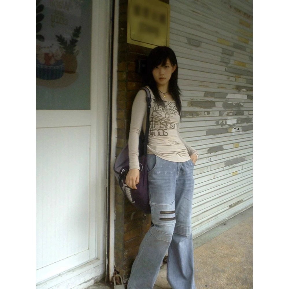 Áo thun dài tay in chữ Y2K style retro Harajuku, phù hợp dạo phố