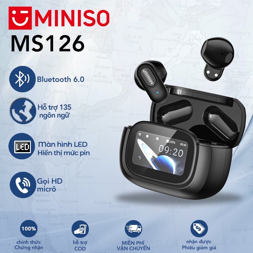 MINISO MS126 TWS Tai nghe không dây màn hình thông minh  HiFi Bass Chơi game có độ trễ thấp ENC Mic để tập luyện văn phòng Chạy thể thao