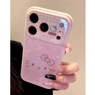 Sweet Girly Bảo Vệ Toàn Diện Ống Kính Hoạt Hình Dễ Thương Kẻ Sọc Hellokitty Acrylic Ốp Lưng Điện Thoại iPhone 17Promax 17Pro 15 16 Pro Max Vỏ Nữ Chống Sốc