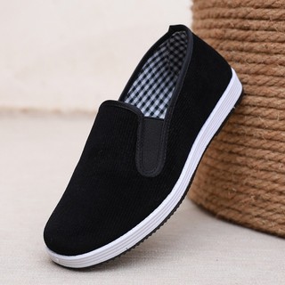 Giày vải nữ đế mềm Bắc Kinh chống trơn trượt, thoáng khí, sọc flannel, thoải mái cho mùa xuân thu
