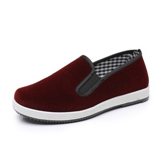 Giày vải nữ đế mềm Bắc Kinh chống trơn trượt, thoáng khí, sọc flannel, thoải mái cho mùa xuân thu