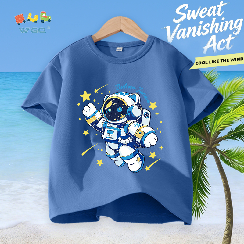 W.G.Q Áo thun bé trai，100% vải cotton in hình astronaut không gian，mềm mại thoải mái，thấm mồ hôi thoáng khí，bán chạy mùa hè