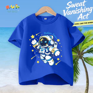 W.G.Q Áo thun bé trai，100% vải cotton in hình astronaut không gian，mềm mại thoải mái，thấm mồ hôi thoáng khí，bán chạy mùa hè