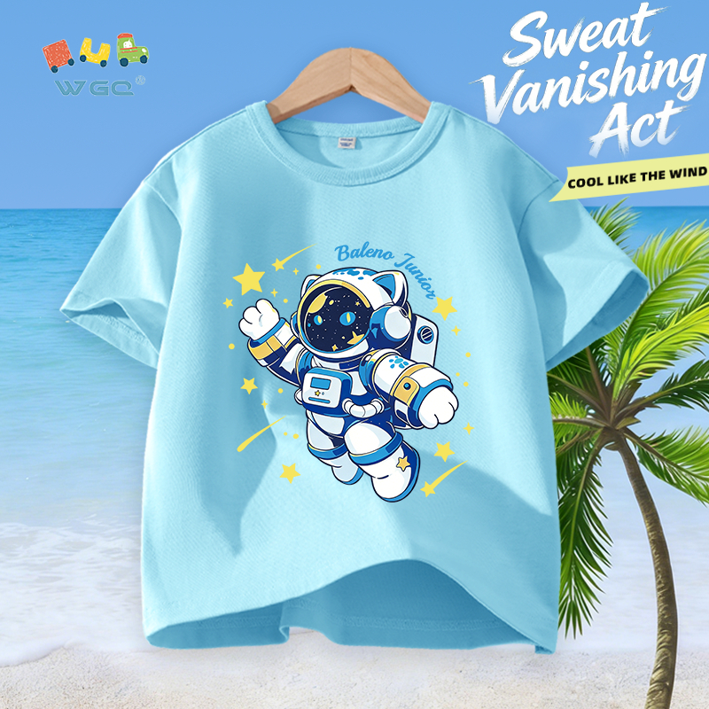 W.G.Q Áo thun bé trai，100% vải cotton in hình astronaut không gian，mềm mại thoải mái，thấm mồ hôi thoáng khí，bán chạy mùa hè