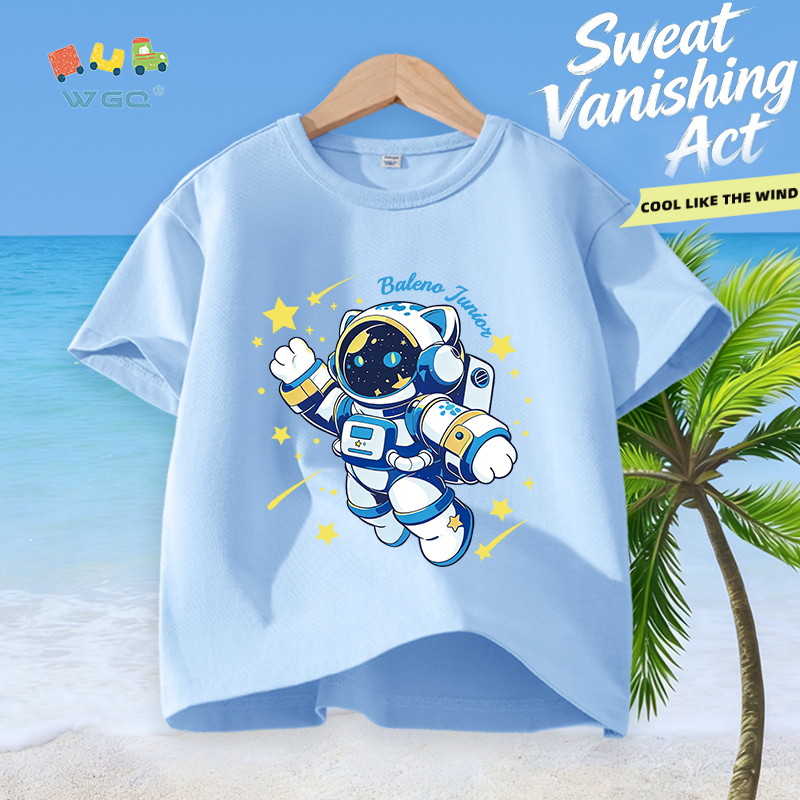 W.G.Q Áo thun bé trai，100% vải cotton in hình astronaut không gian，mềm mại thoải mái，thấm mồ hôi thoáng khí，bán chạy mùa hè