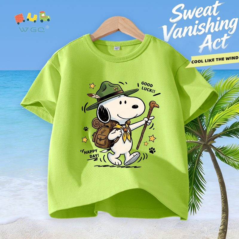 W.G.Q Áo thun bé trai / bé gái，vải Cotton nguyên chất in hình Snoopy，mềm mại thoải mái，thấm mồ hôi thoáng khí，phong cách bán chạy mùa hè