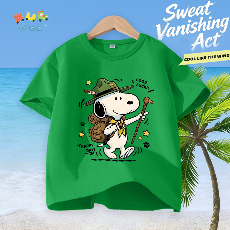 W.G.Q Áo thun bé trai / bé gái，vải Cotton nguyên chất in hình Snoopy，mềm mại thoải mái，thấm mồ hôi thoáng khí，phong cách bán chạy mùa hè